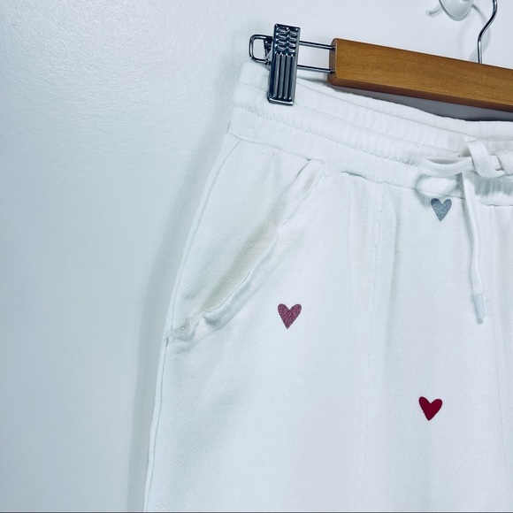 525 Heart French Terry Crop Sweatpants Drawstring Waist Size Small in White - Picture 6 of 11